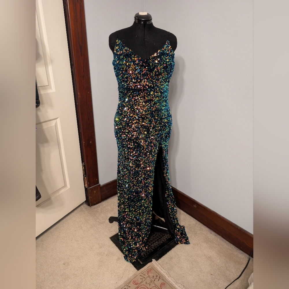 B Darlin Multicolor Sequin Prom Dress